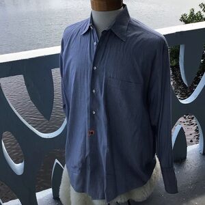 Giorgio Armani Le Collezioni Long Sleeved Striped Button Down French Cuff Shirt